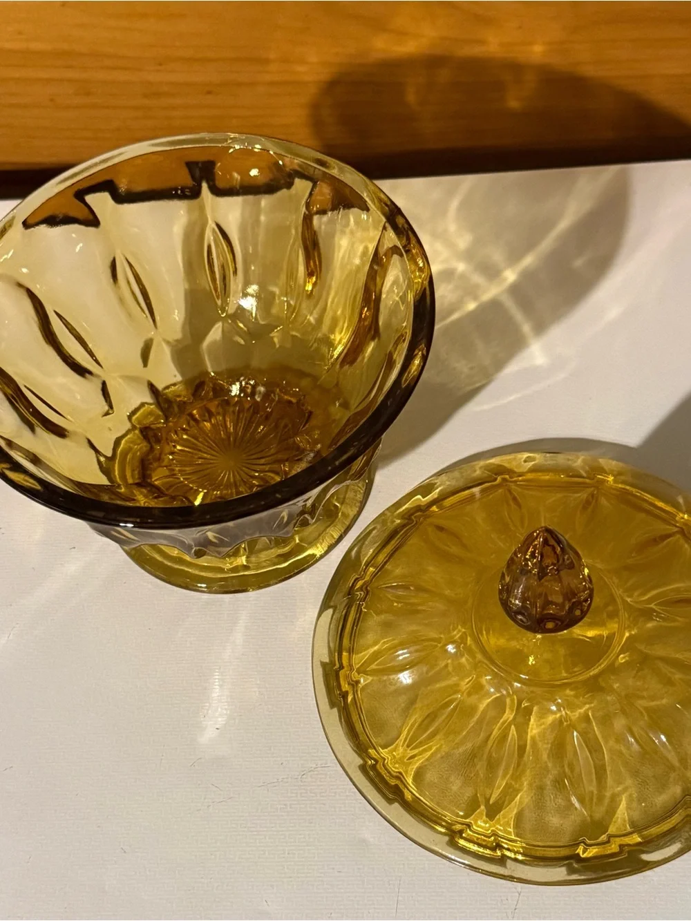 vintage Anchor Hocking Fairfield amber glass candy dish
